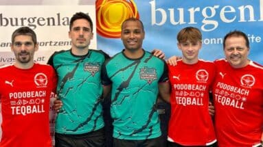 Vip Challenge Sieger und Trainer beim 1. Competitive Teqball Trainingscamp in Steinbrunn