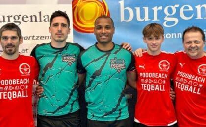 Vip Challenge Sieger und Trainer beim 1. Competitive Teqball Trainingscamp in Steinbrunn